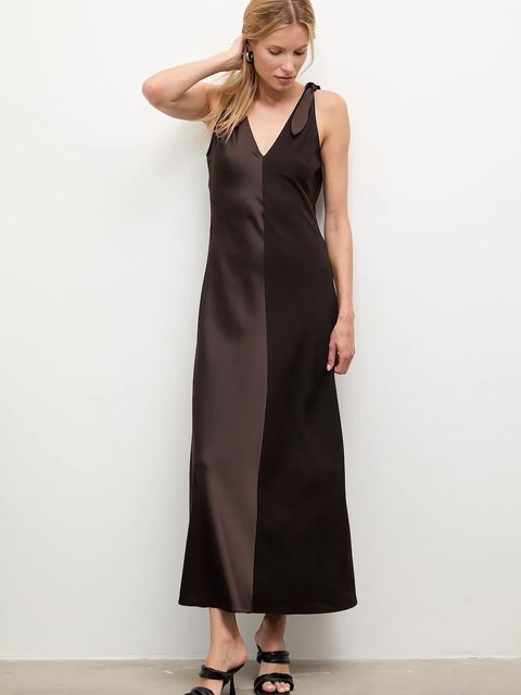 Answear.LAB sukienka kolor brązowy maxi prosta - zdjęcie produktu nr 1