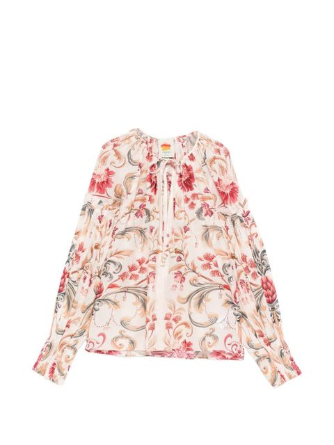 FARM Rio floral-print V-neck blouse - Neutrals - zdjęcie produktu nr 1