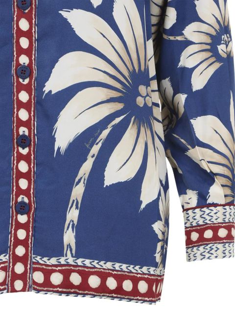 FARM Rio floral palm button-down top - Blue