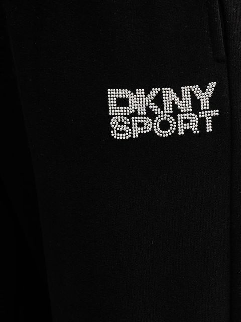 Dkny spodnie dresowe bawełniane damskie kolor czarny z aplikacją DP5P3650