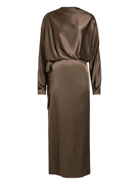 STAUD Phoebe long-sleeved draped midi dress - Brown - zdjęcie produktu nr 1