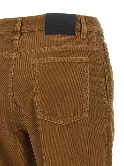 Saint Laurent pleat-detail corduroy trousers - Brown