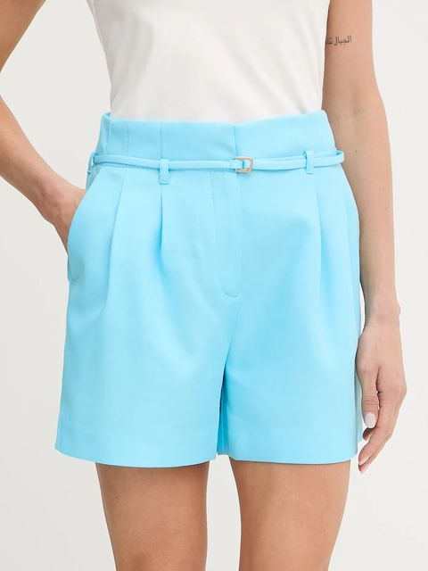 Morgan szorty damskie kolor niebieski gładkie high waist SHACY