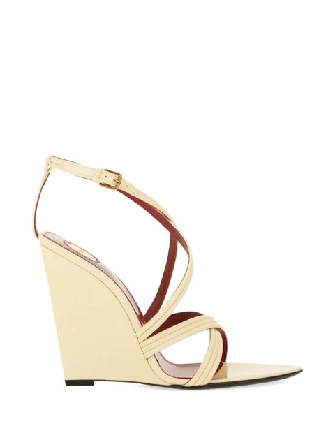 Saint Laurent crisscross wedge sandals - Neutrals - zdjęcie produktu nr 1