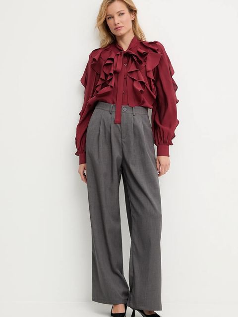 Answear.LAB koszula damska kolor bordowy regular z wiązanym dekoltem - zdjęcie produktu nr 2