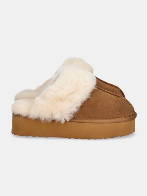 Answear Lab kapcie zamszowe kolor brązowy - zdjęcie produktu nr 2