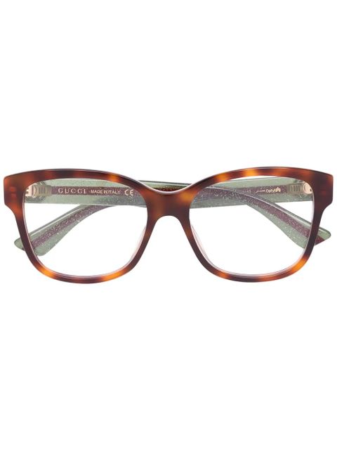 Gucci Eyewear Web arm tortoiseshell glasses - Brown - zdjęcie produktu nr 1