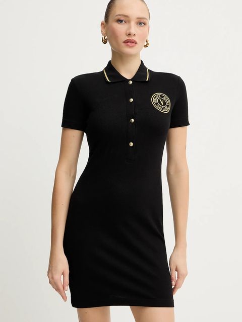 Versace Jeans Couture sukienka bawełniana kolor czarny mini prosta 79HAOT01 CJ01T - zdjęcie produktu nr 1