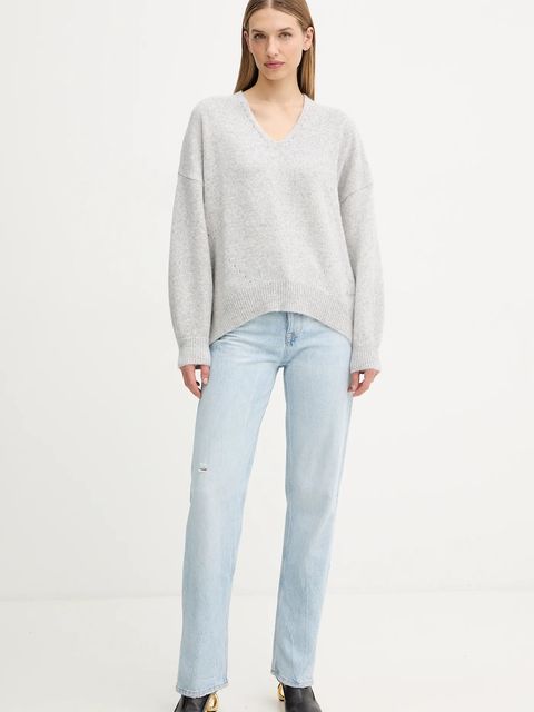 BOSS Orange sweter z dodatkiem wełny damski kolor szary 50550464