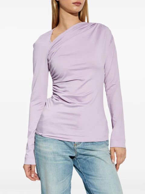 Victoria Beckham asymmetric-neck ruched top - Purple