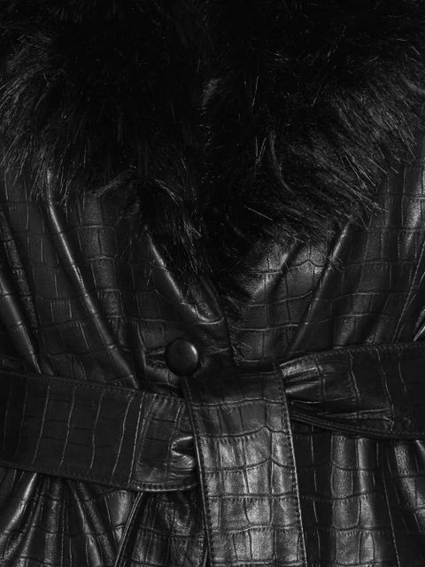 ROTATE BIRGER CHRISTENSEN faux fur-collar leather coat - Black - zdjęcie produktu nr 2