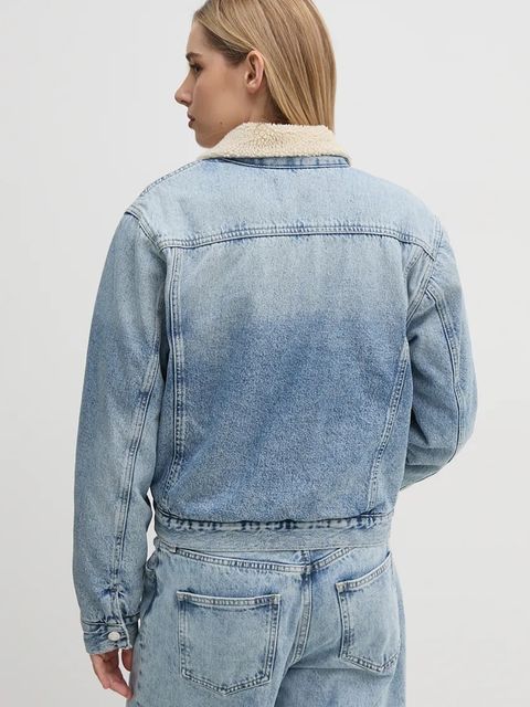 Calvin Klein Jeans kurtka damska kolor niebieski zimowa J20J224096