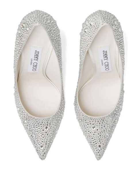 Jimmy Choo 100mm Love crystal-embellished pointed pumps - Silver