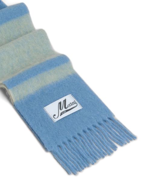Marni fringed brushed-knit scarf - Blue - zdjęcie produktu nr 2