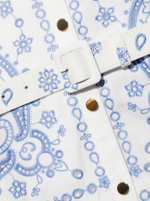 Self-Portrait paisley-print belted shirt dress - White