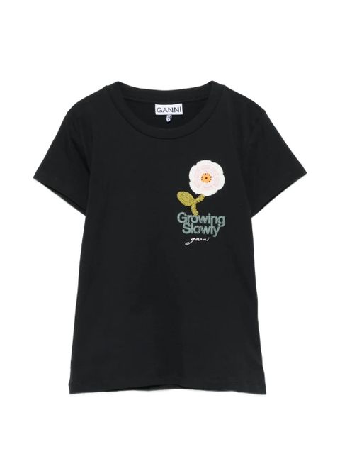 GANNI crochet-patch baby T-shirt - Black - zdjęcie produktu nr 1