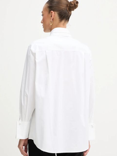 Karl Lagerfeld koszula bawełniana damska kolor biały relaxed z kołnierzykiem klasycznym A3W11020