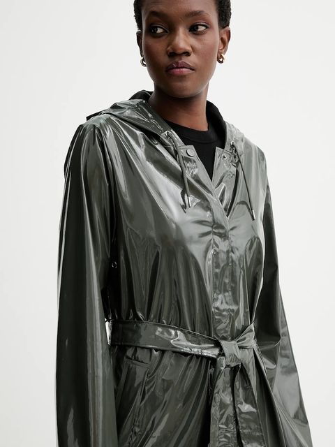 Rains kurtka 12040 A-Line Longer W Jacket kolor zielony przejściowa 12040