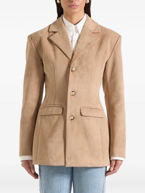Manière De Voir Claire wide-shoulder marble-button blazer - Neutrals