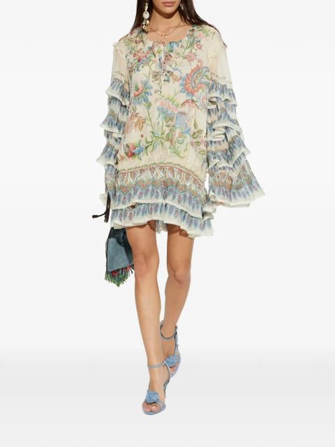 ETRO floral-pattern ruffled mini dress - Neutrals - zdjęcie produktu nr 2
