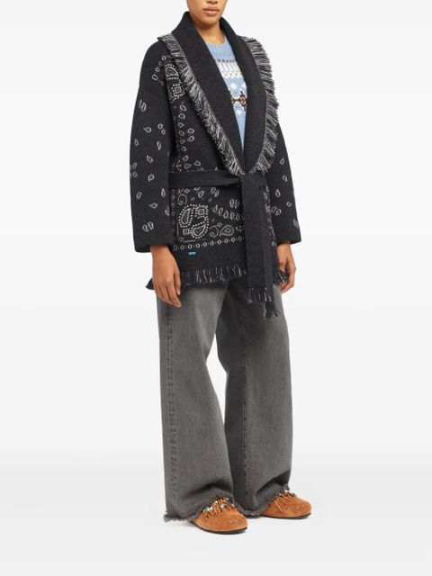 Alanui bandana-jacquard fringed cardigan - Grey - zdjęcie produktu nr 2