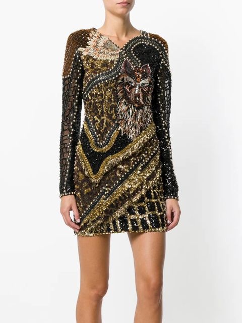 Balmain Wolf embellsihed dress - Black