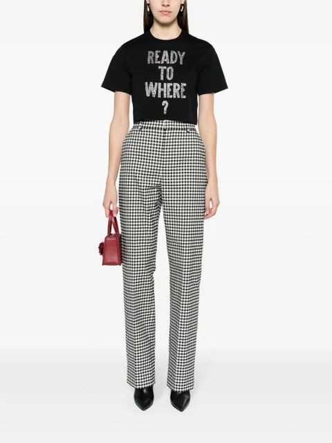 Moschino text-embellished cropped T-shirt - Black - zdjęcie produktu nr 2