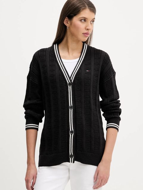 Tommy Jeans kardigan bawełniany damski kolor czarny DW0DW22026 - zdjęcie produktu nr 1