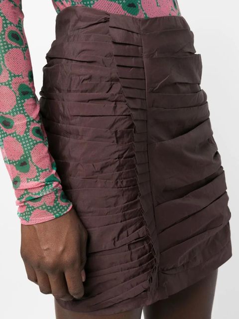 Róhe high-waisted drapped mini skirt - Brown