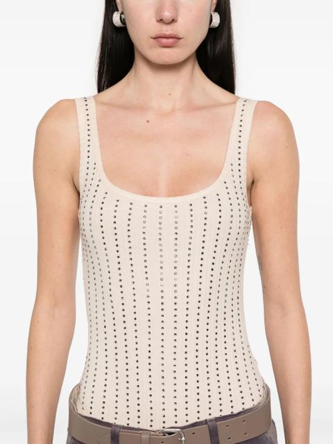 The Attico crystal-embellished bodysuit - Neutrals