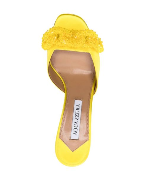 Aquazzura 95mm crystal-embellished satin sandals - Yellow - zdjęcie produktu nr 2