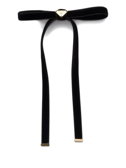 Prada logo velvet hair clip - Black