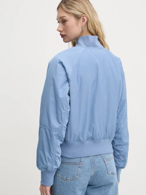 Tommy Jeans kurtka bomber damski kolor niebieski przejściowa oversize DW0DW19316