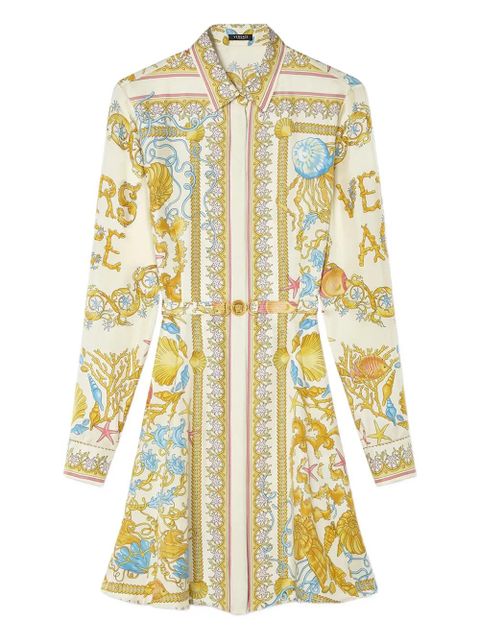Versace Underwater Barocco silk midi shirt dress - Gold - zdjęcie produktu nr 1