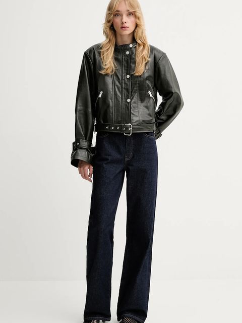 Gestuz kurtka skórzana kolor zielony przejściowa 10910734 - zdjęcie produktu nr 2