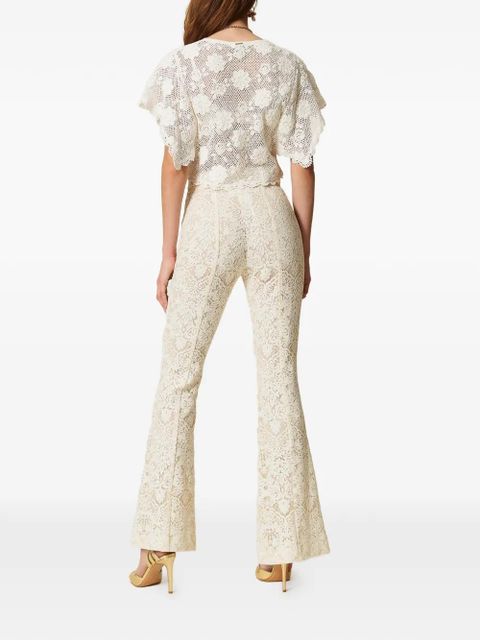 TWINSET laced flared trousers - Neutrals