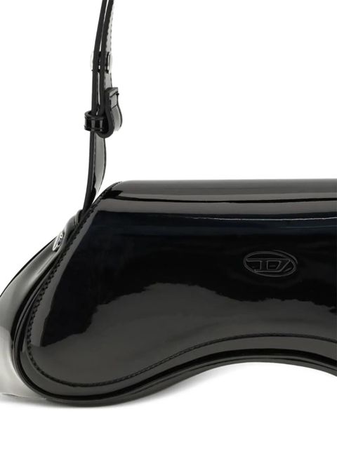Diesel Play-Glossy patent-finish shoulder bag - Black