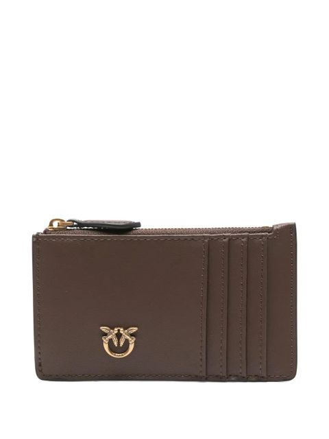 PINKO logo-plaque zip cardholder - Brown