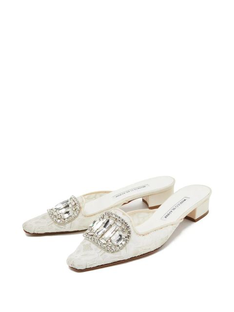 Manolo Blahnik pre-owned 35mm lace mules - White - zdjęcie produktu nr 2