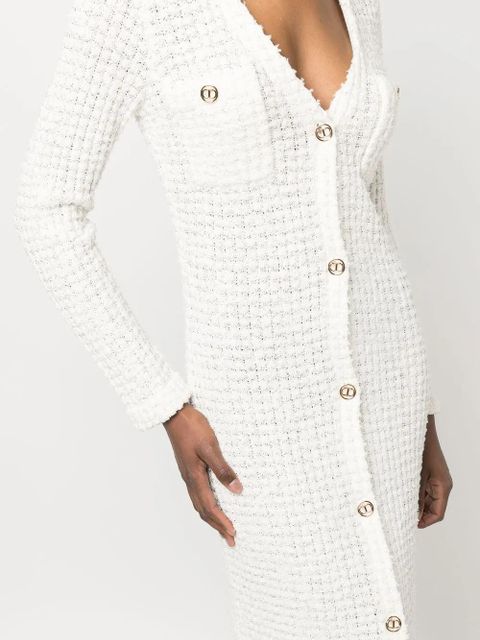 TWINSET bouclé V-neck cardi-dress - White