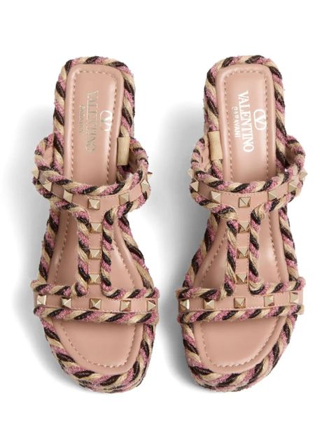 Valentino Garavani 90mm Rockstud wedge sandals - Neutrals