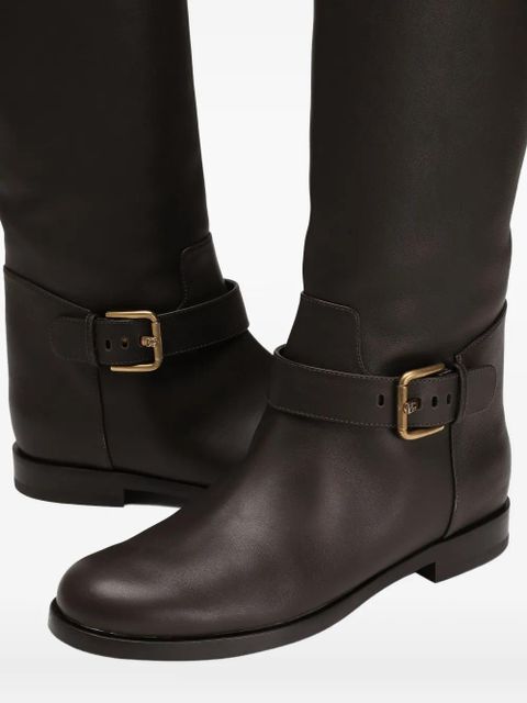 Dolce & Gabbana buckle-strap leather boots - Brown