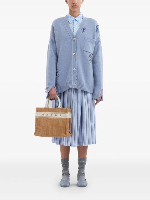 Marni embroidered logo tote bag - Neutrals