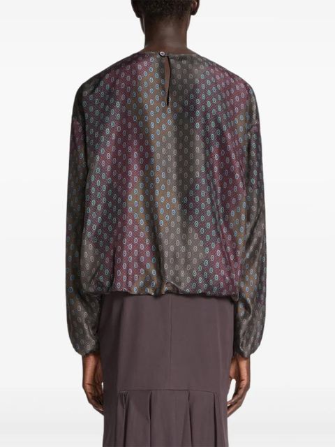 DRIES VAN NOTEN geometric-print blouse - Brown