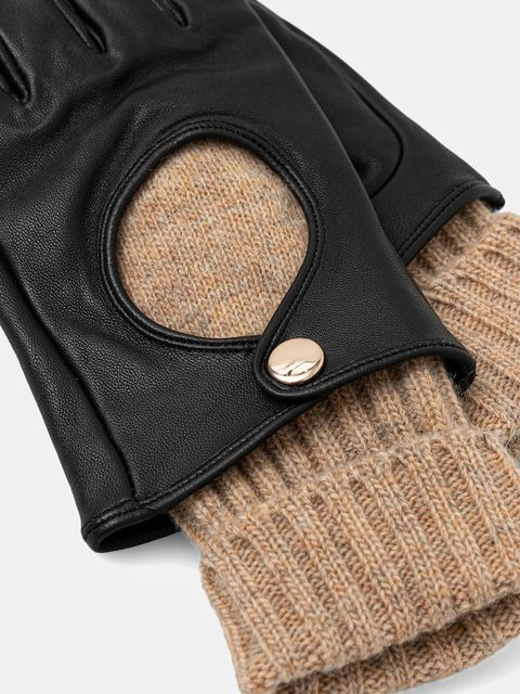 Medicine rękawiczki skórzane damskie kolor czarny - zdjęcie produktu nr 2