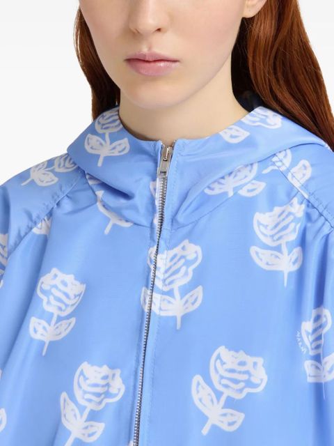 Marni floral-print zip-up jacket - Blue