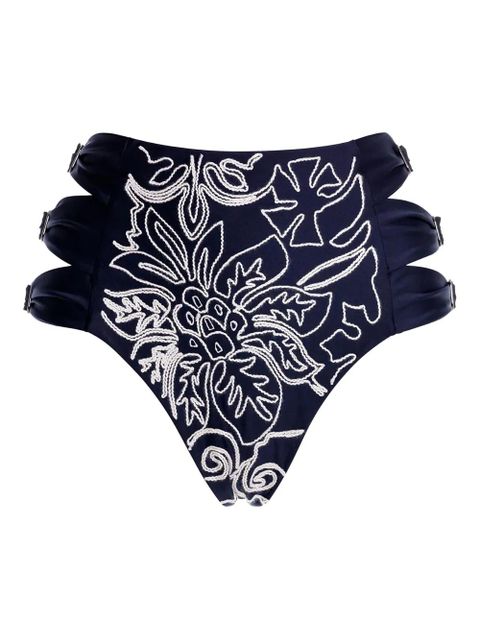 Agua By Agua Bendita embroidered high-waisted bikini bottoms - Blue - zdjęcie produktu nr 2