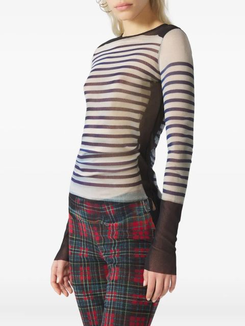 Jean Paul Gaultier striped long-sleeves top - White
