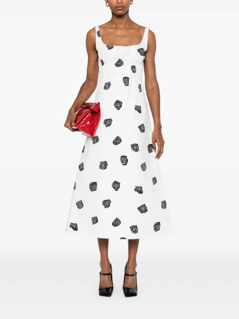 Marni rose-print midi dress - White