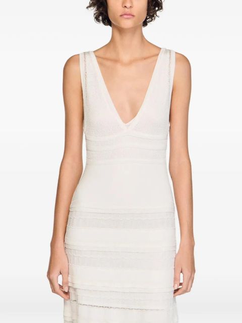 SANDRO pointelle-knit tiered maxi dress - Neutrals